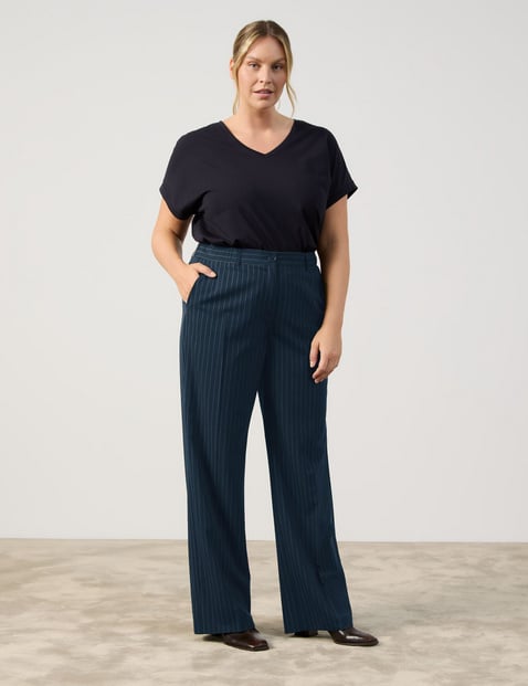 SAMOON Damen Weite Hose mit Nadelstreifen Carlotta Blau gestreift von SAMOON