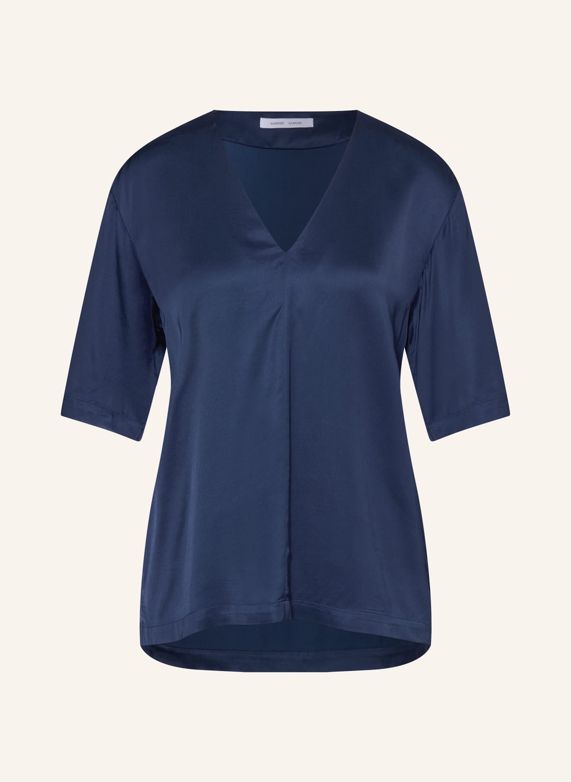 Samsøe  Samsøe Blusenshirt Samelina Aus Satin blau von SAMSØE  SAMSØE