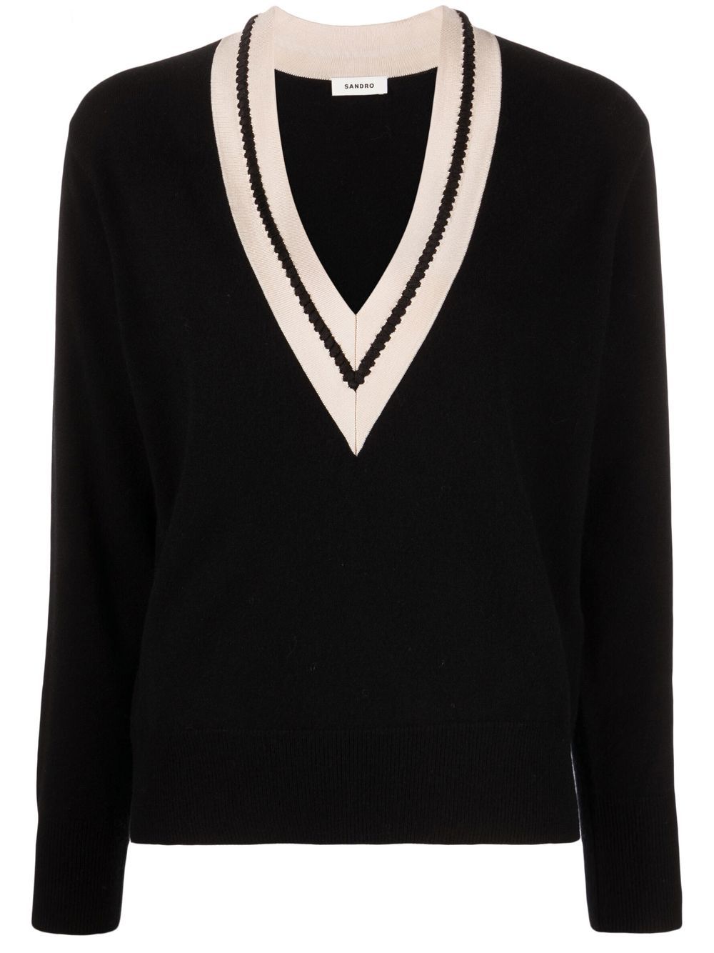 SANDRO Bridget V-neck jumper - Black von SANDRO