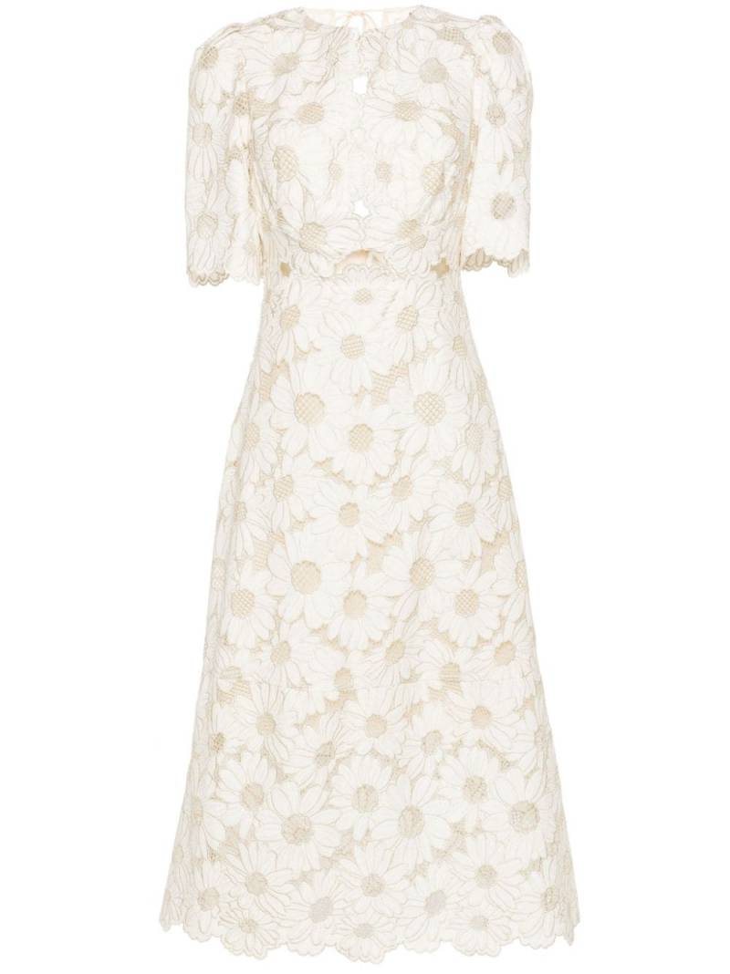 SANDRO Daniela guipure-lace midi dress - White von SANDRO