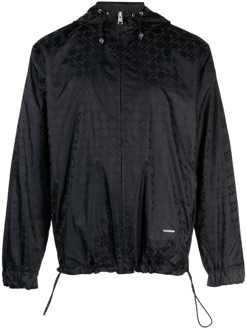 SANDRO Square Cross-print windbreaker - Black von SANDRO