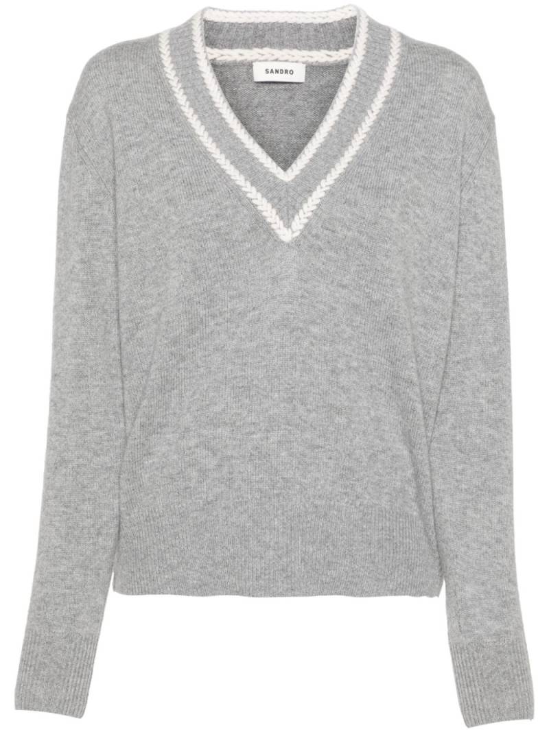 SANDRO V-neck knitted jumper - Grey von SANDRO