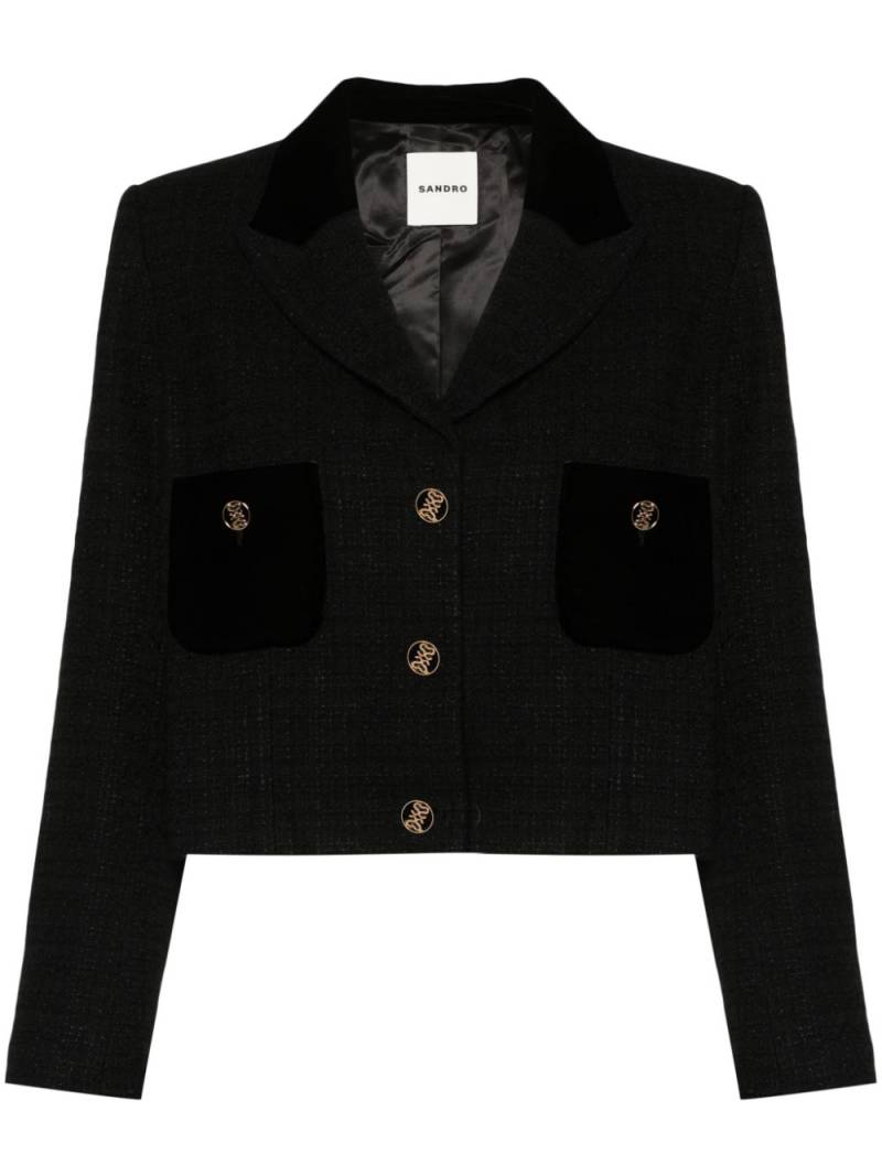 SANDRO Victoria bouclé cropped blazer - Black von SANDRO