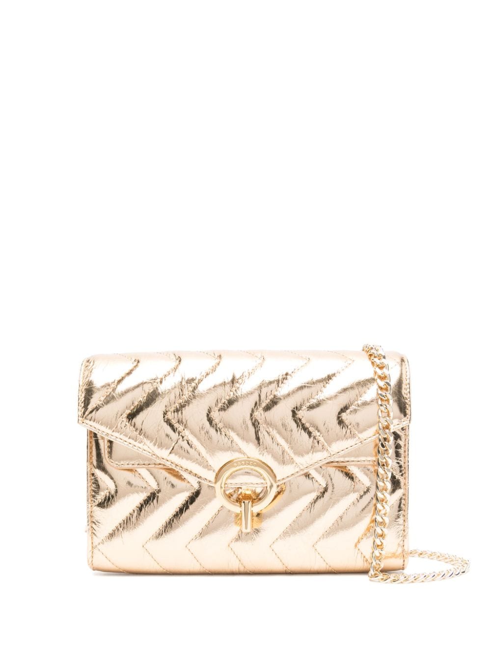 SANDRO Yza crinkled leather cross body bag - Gold von SANDRO