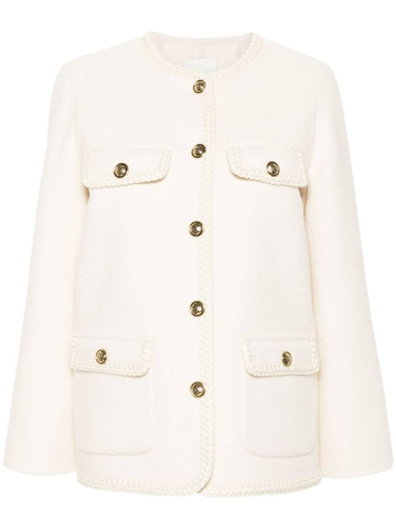 SANDRO braided-trim felted military jacket - Neutrals von SANDRO