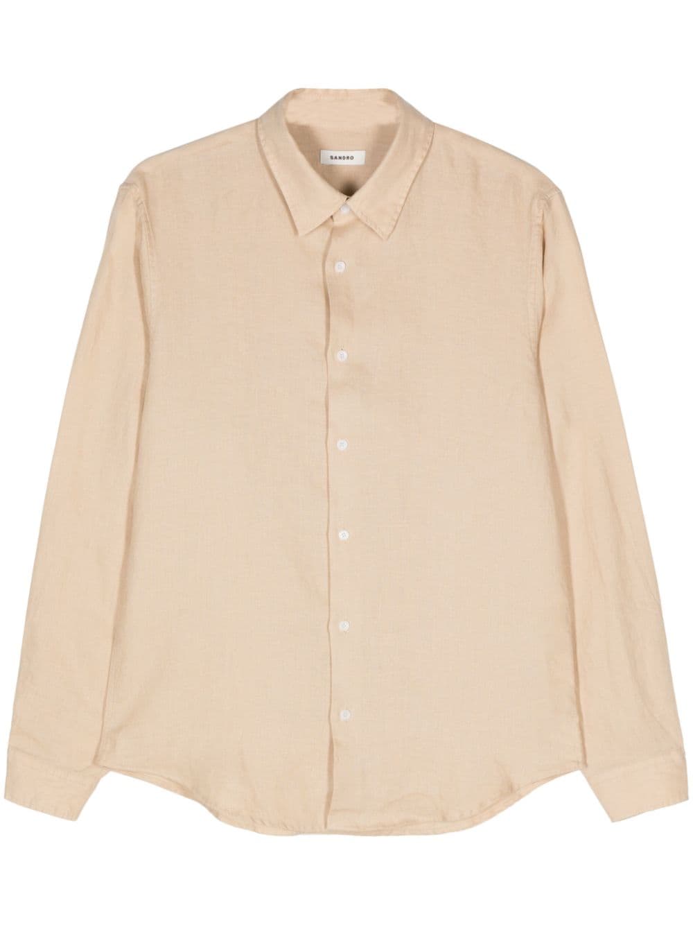 SANDRO button-up linen shirt - Brown von SANDRO