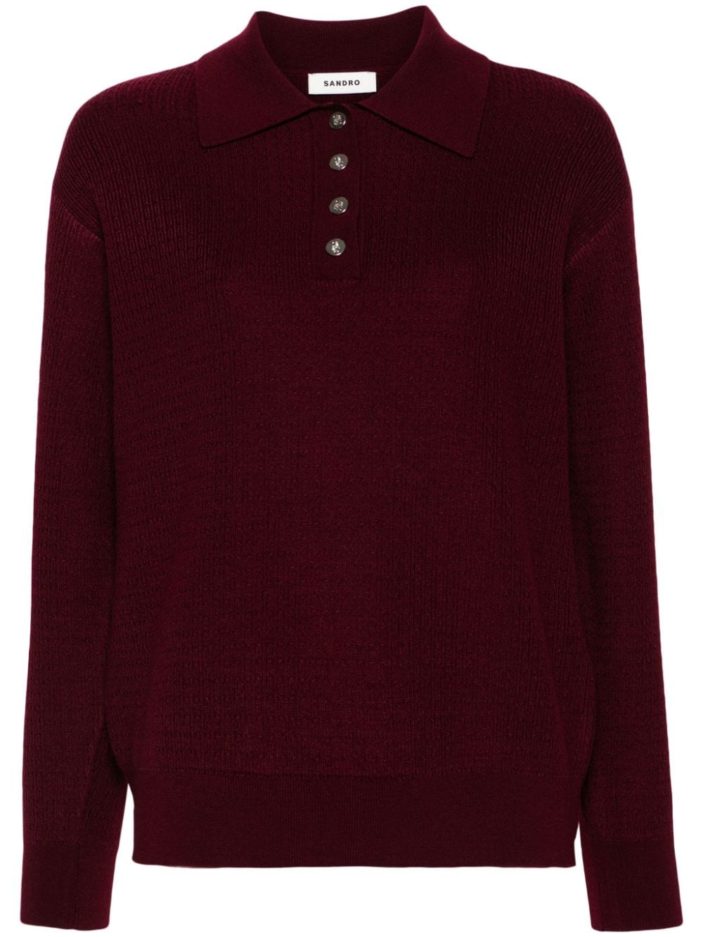 SANDRO cable-knit polo sweater - Red von SANDRO