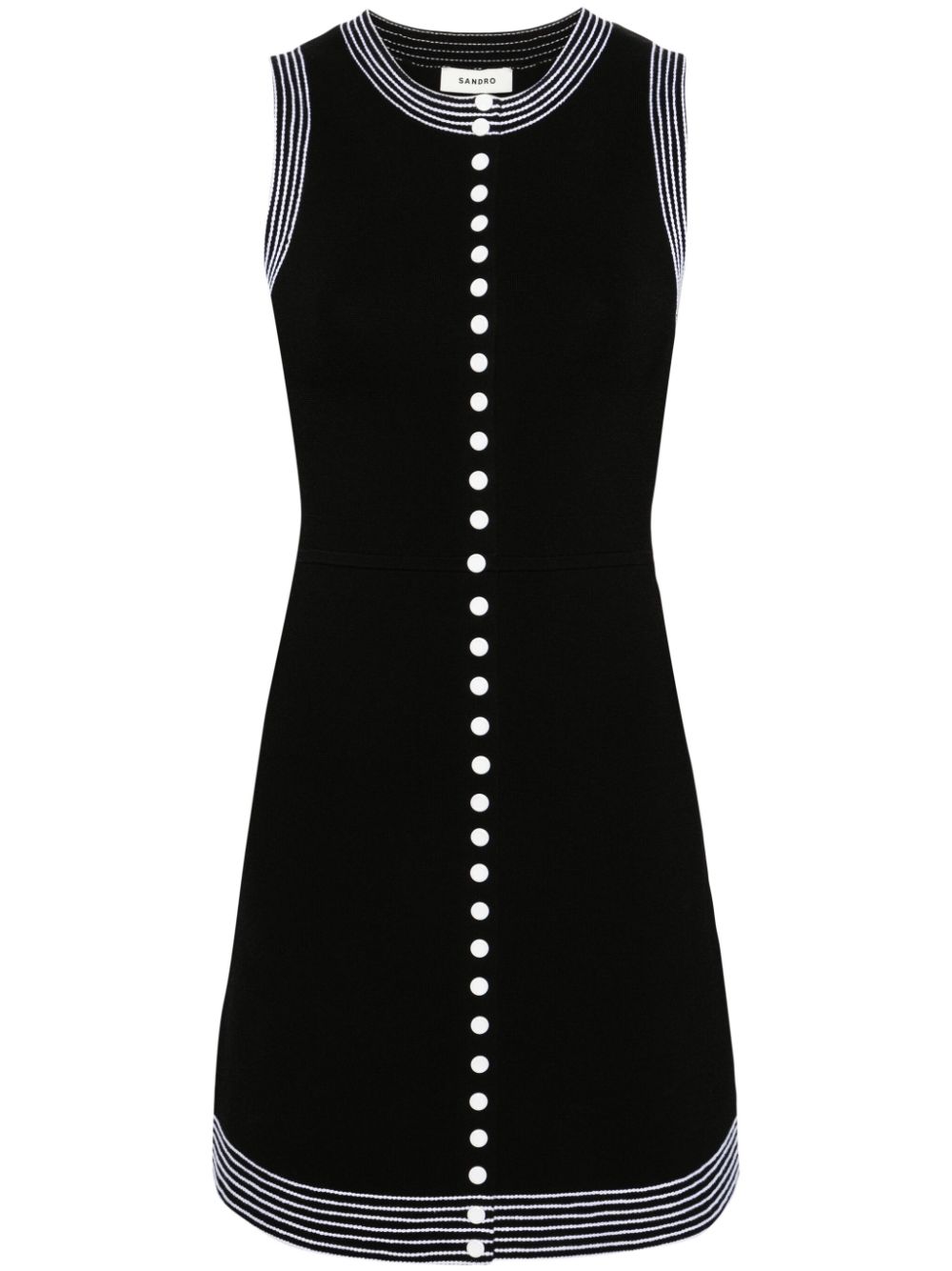 SANDRO contrasting-trim knitted dress - Black von SANDRO