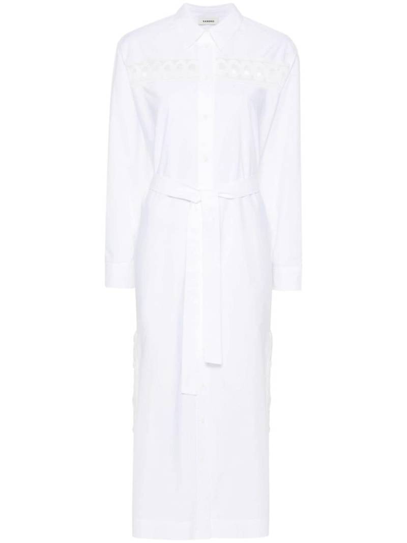 SANDRO crochet-detailed midi shirt dress - White von SANDRO