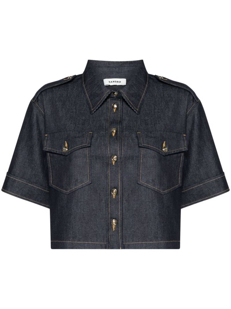 SANDRO cropped denim shirt - Blue von SANDRO