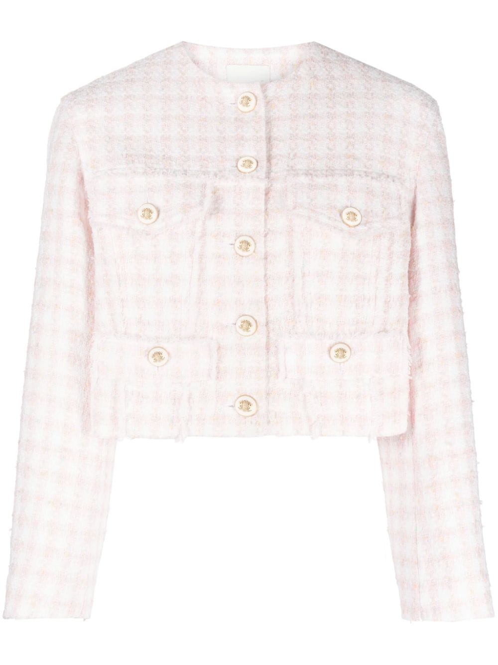 SANDRO cropped tweed button-up jacket - Pink von SANDRO