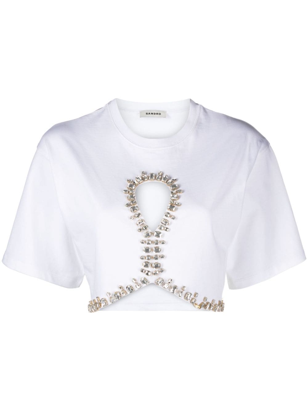 SANDRO crystal-embellished cropped T-shirt - White von SANDRO