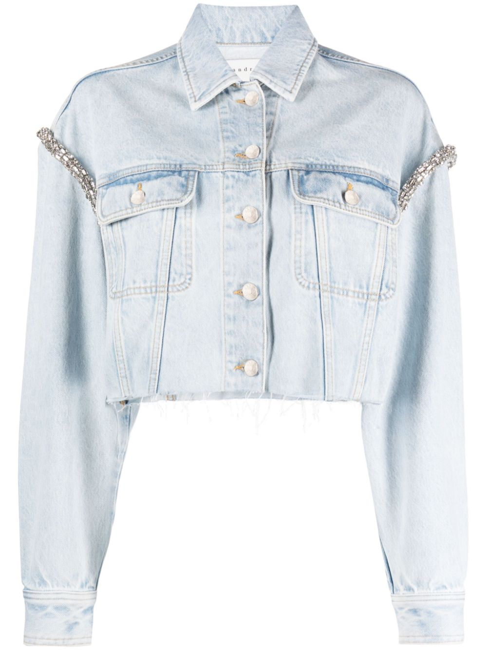 SANDRO crystal-embellished cropped denim jacket - Blue von SANDRO