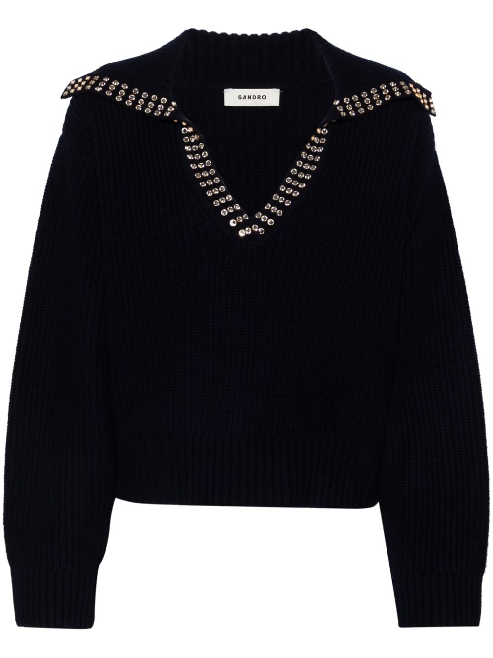 SANDRO crystal-embellished wool jumper - Blue von SANDRO