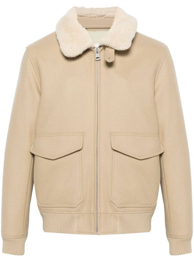 SANDRO detachable-collar aviator jacket - Neutrals von SANDRO