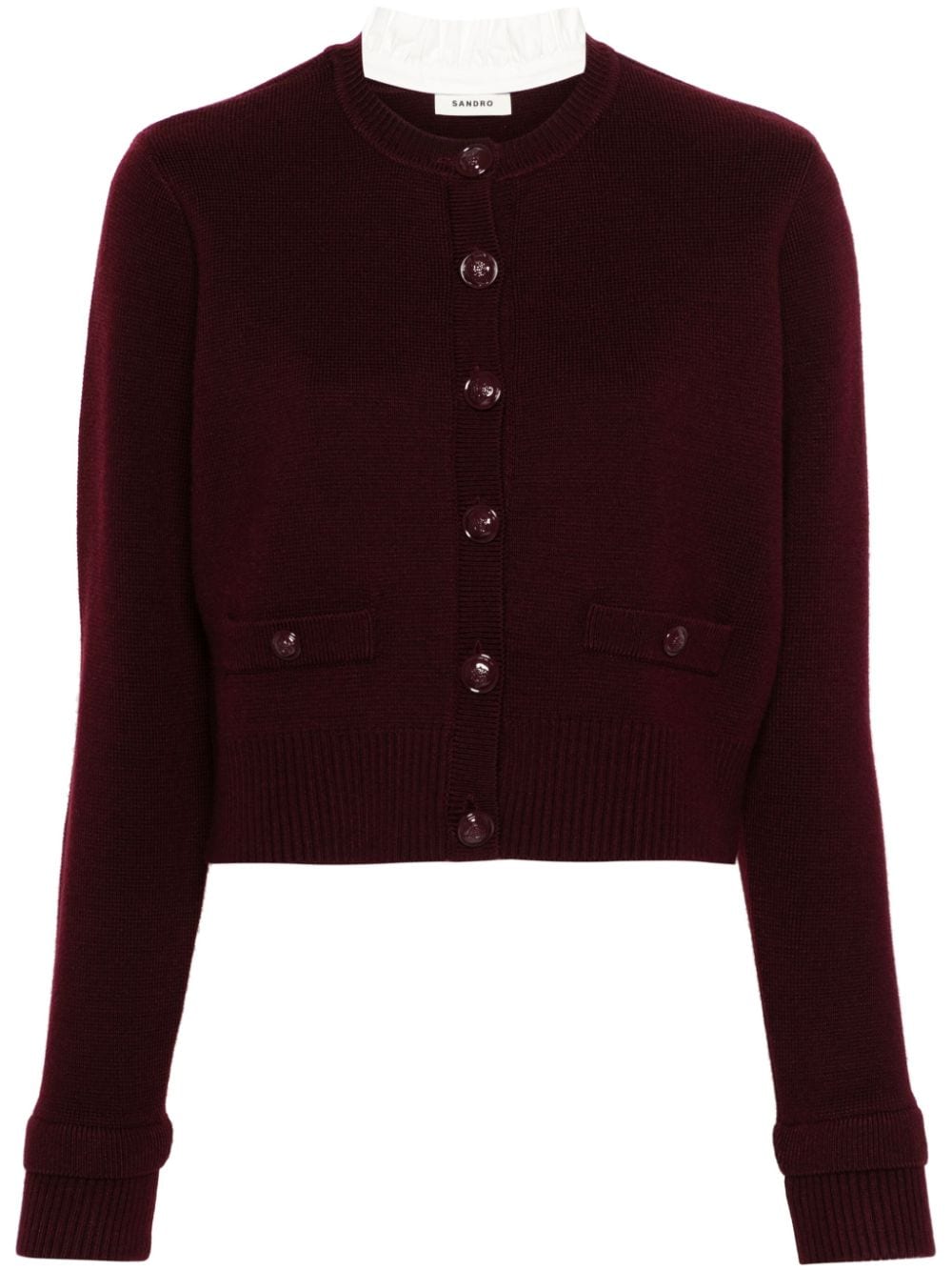 SANDRO detachable-collar cropped cardigan - Red von SANDRO