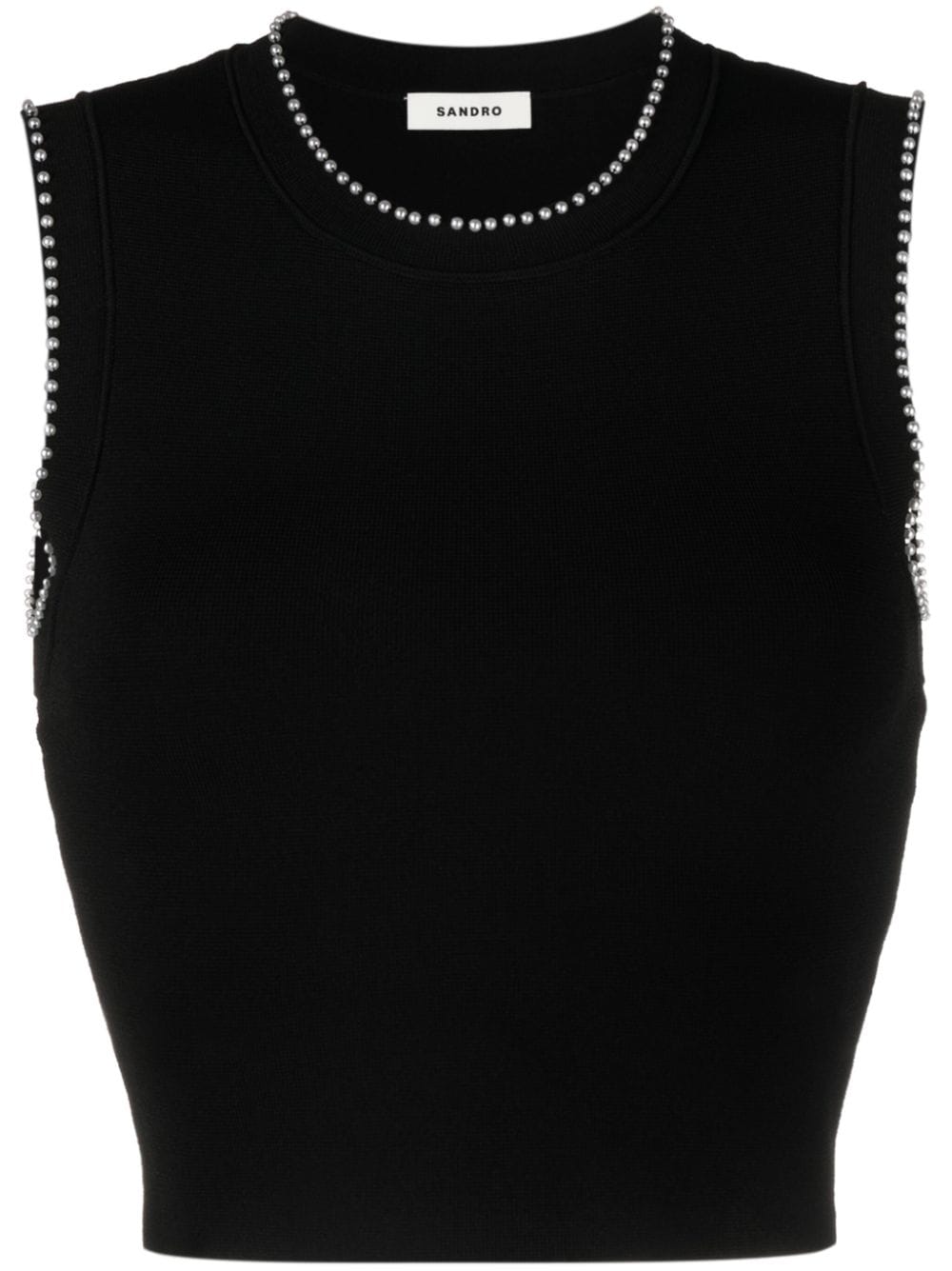 SANDRO faux-pearl embellished crop top - Black von SANDRO