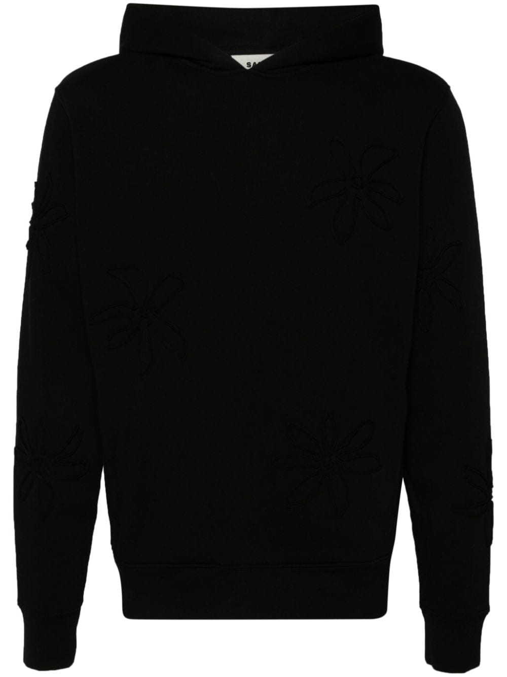 SANDRO floral-appliqué cotton hoodie - Black von SANDRO