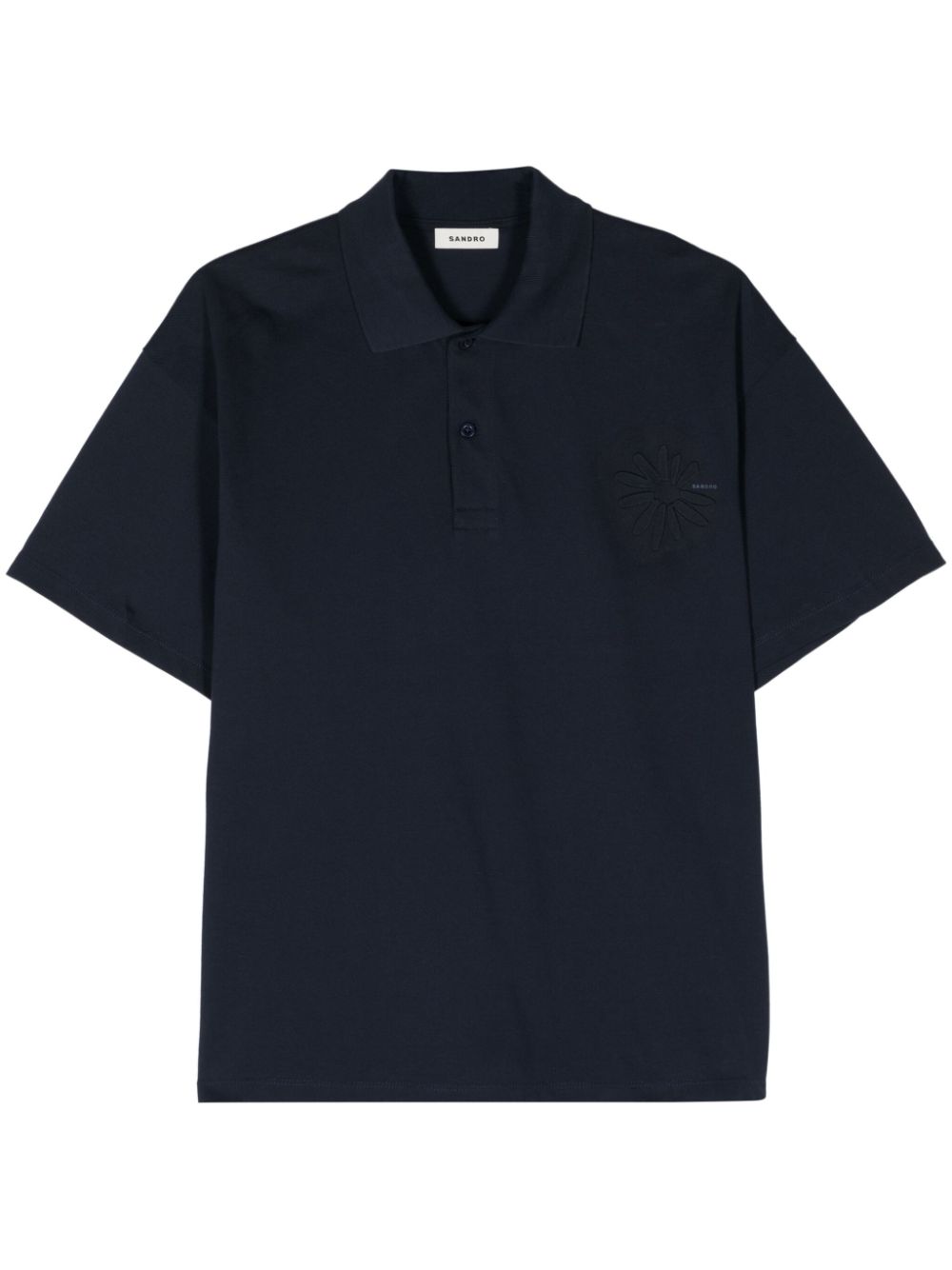 SANDRO floral-appliqué cotton polo shirt - Blue von SANDRO