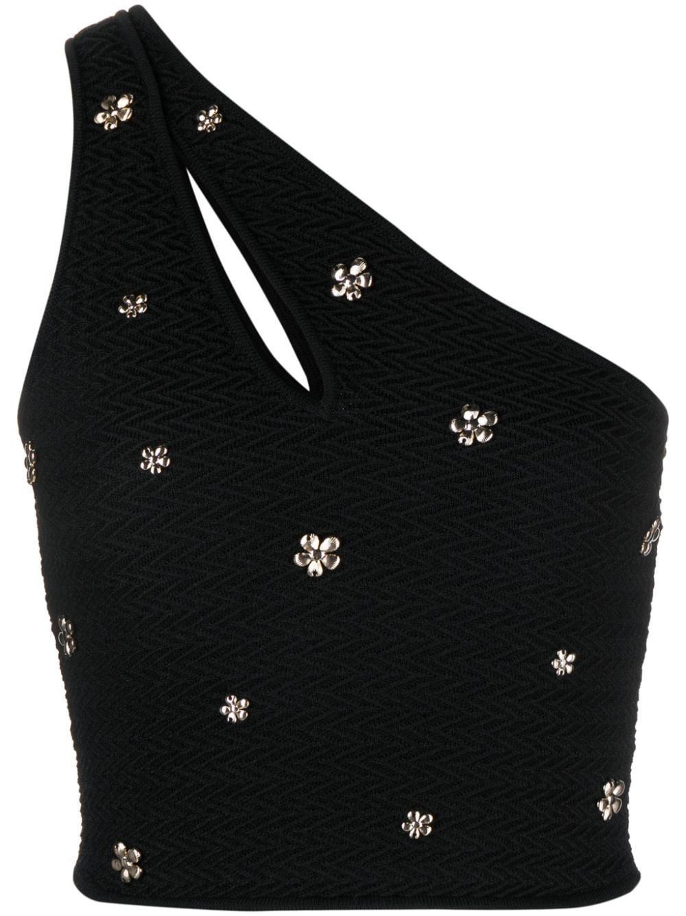 SANDRO floral-embellishment one-shoulder tank top - Black von SANDRO