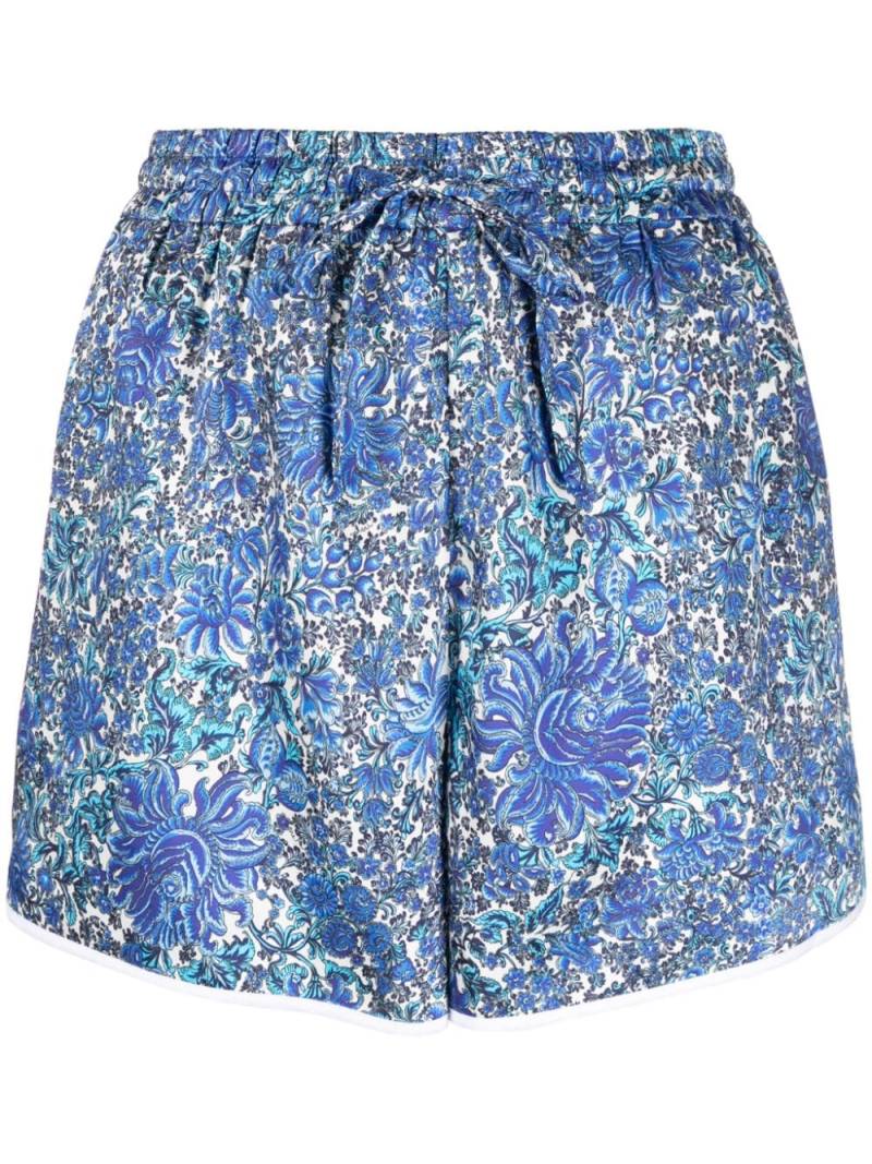 SANDRO floral-print satin-finish shorts - Blue von SANDRO