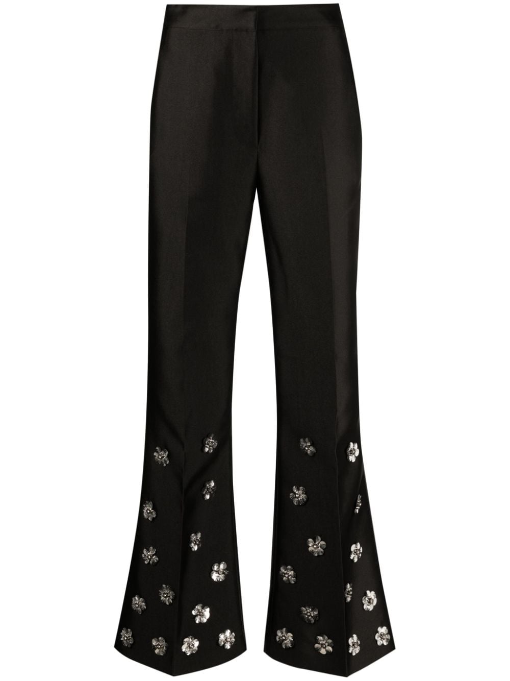 SANDRO flower-embellished flared trousers - Black von SANDRO