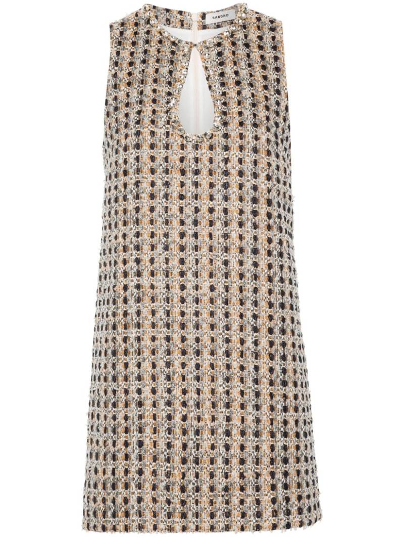 SANDRO gem-embellished tweed mini dress - Neutrals von SANDRO