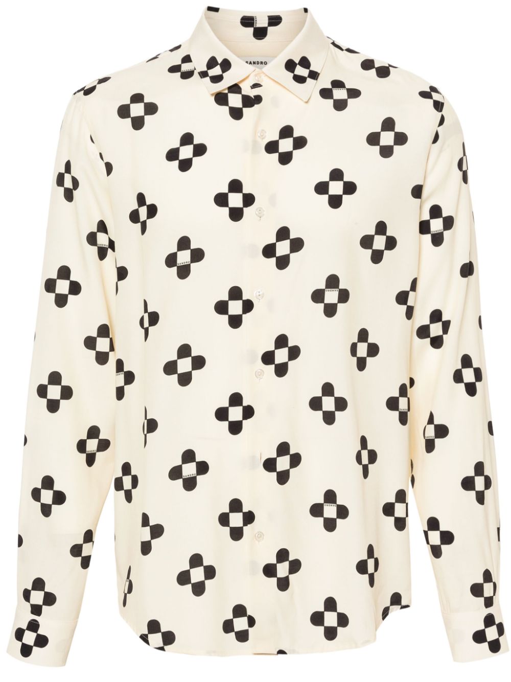 SANDRO geometric-print poplin shirt - Neutrals von SANDRO