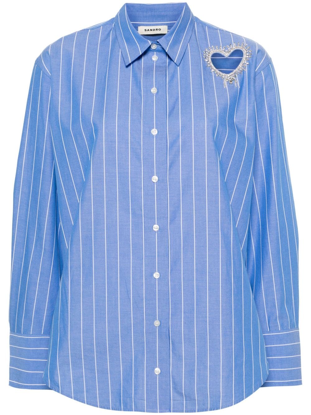 SANDRO heart cut-out striped shirt - Blue von SANDRO