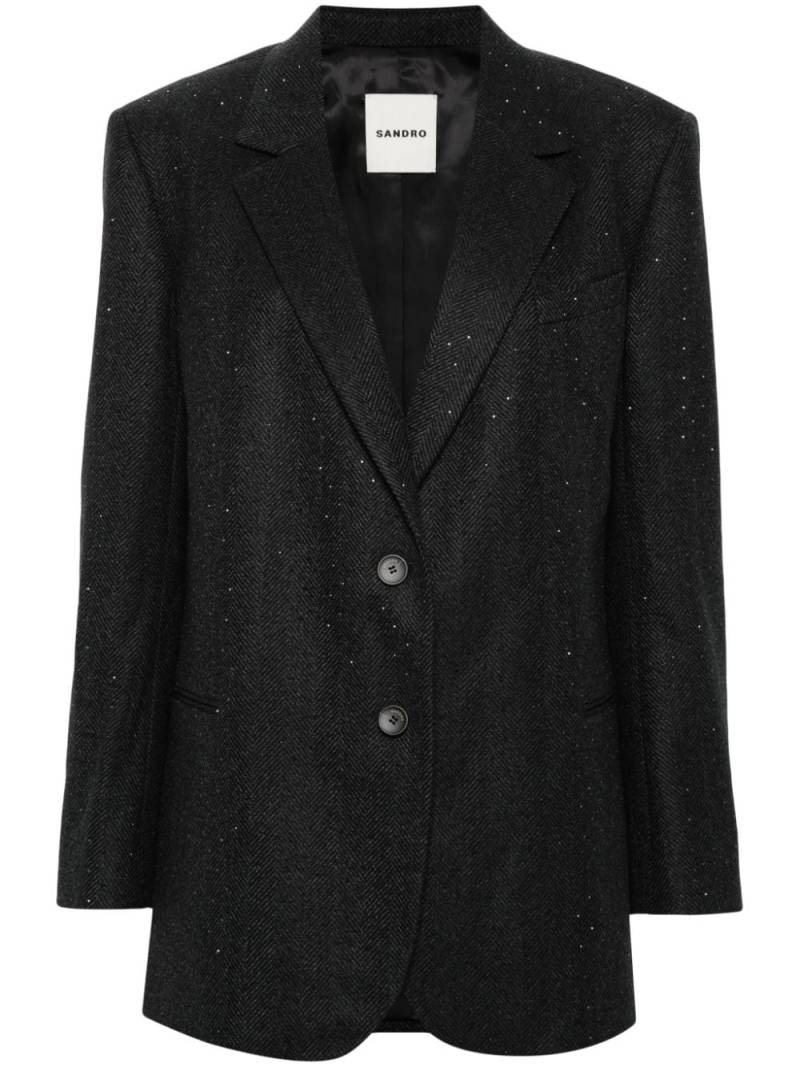 SANDRO herringbone rhinestone-embellished blazer - Grey von SANDRO