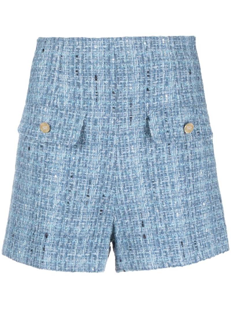 SANDRO high-waisted tweed shorts - Blue von SANDRO