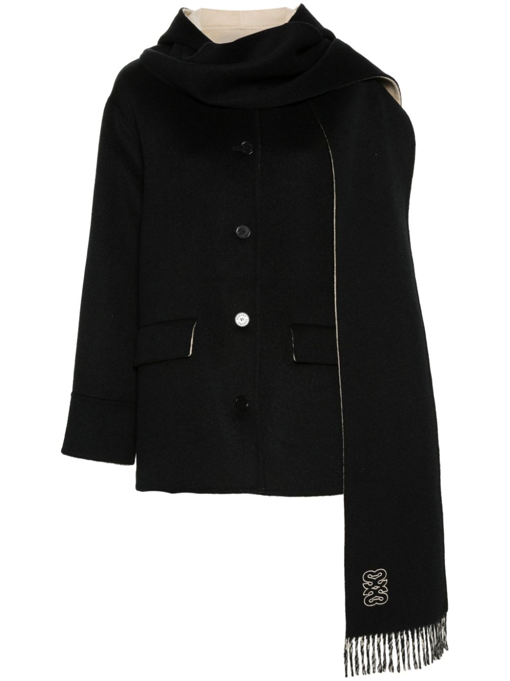 SANDRO hooded felted jacket - Black von SANDRO