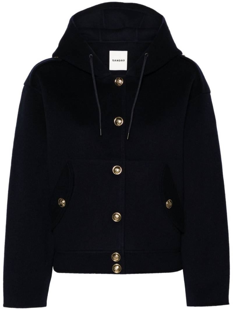 SANDRO hooded wool bomber jacket - Blue von SANDRO