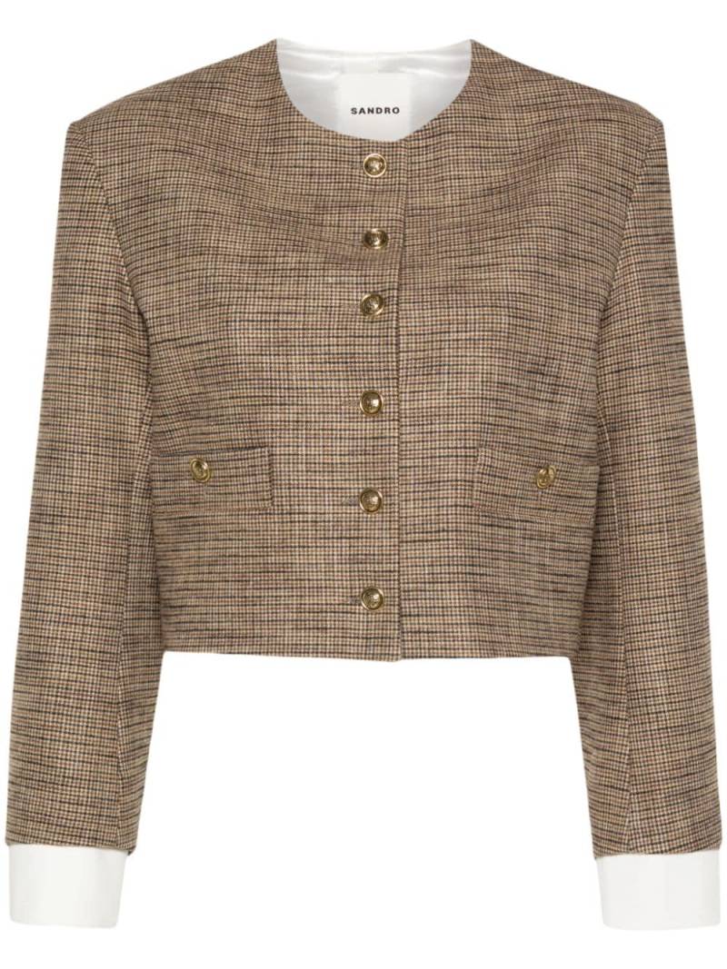 SANDRO houndstooth-pattern cropped jacket - Brown von SANDRO