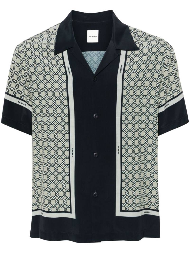 SANDRO interlock-print satin shirt - Blue von SANDRO