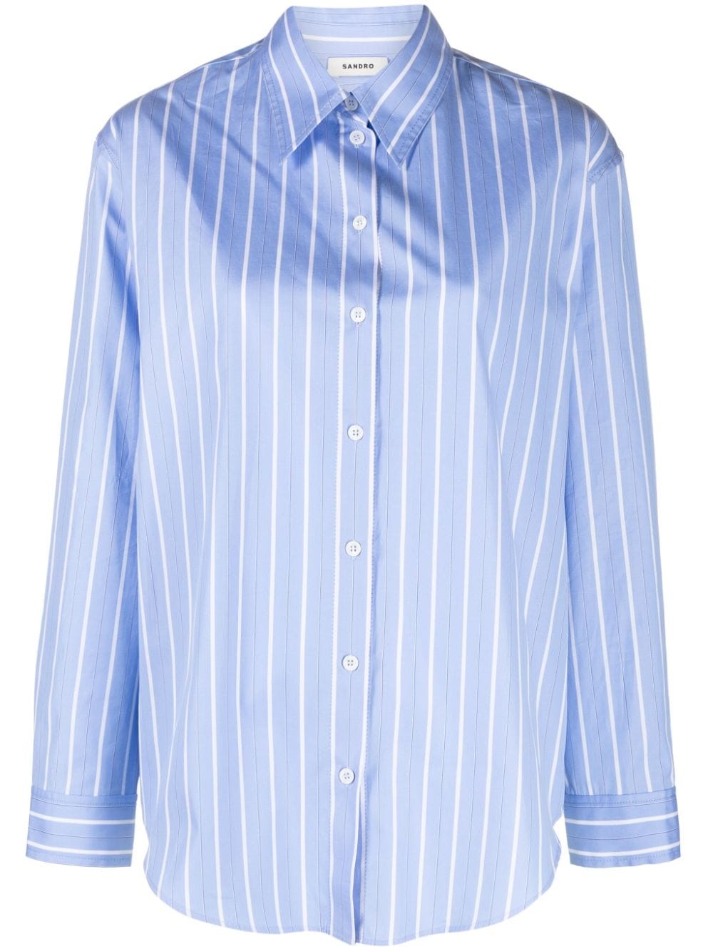 SANDRO lace-detailing striped shirt - Blue von SANDRO