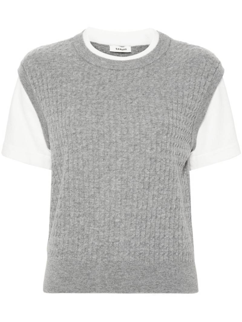 SANDRO layered cable-knit vest T-shirt - Grey von SANDRO