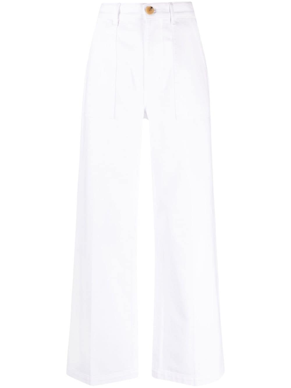 SANDRO logo-appliqué organic-cotton wide-leg jeans - White von SANDRO