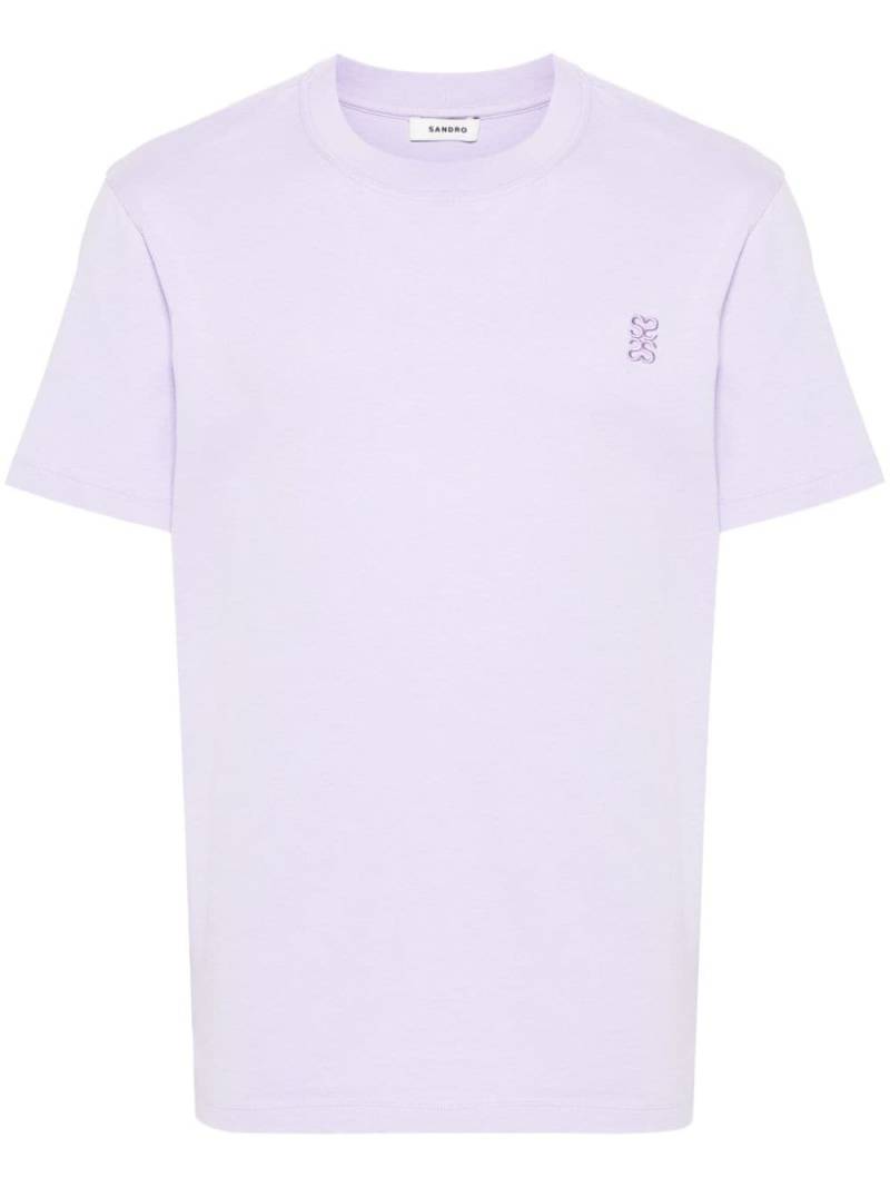 SANDRO logo-embroidered cotton T-shirt - Purple von SANDRO