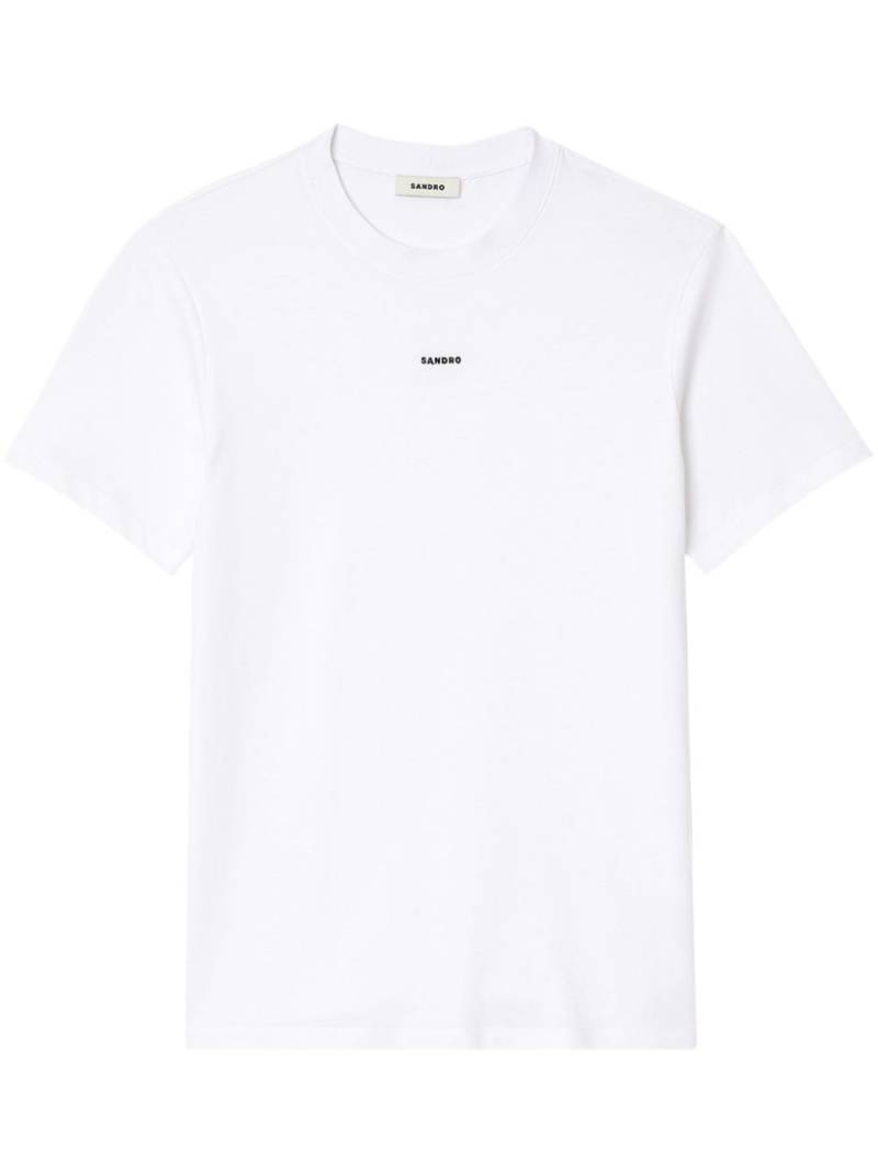 SANDRO logo-embroidered cotton T-shirt - White von SANDRO