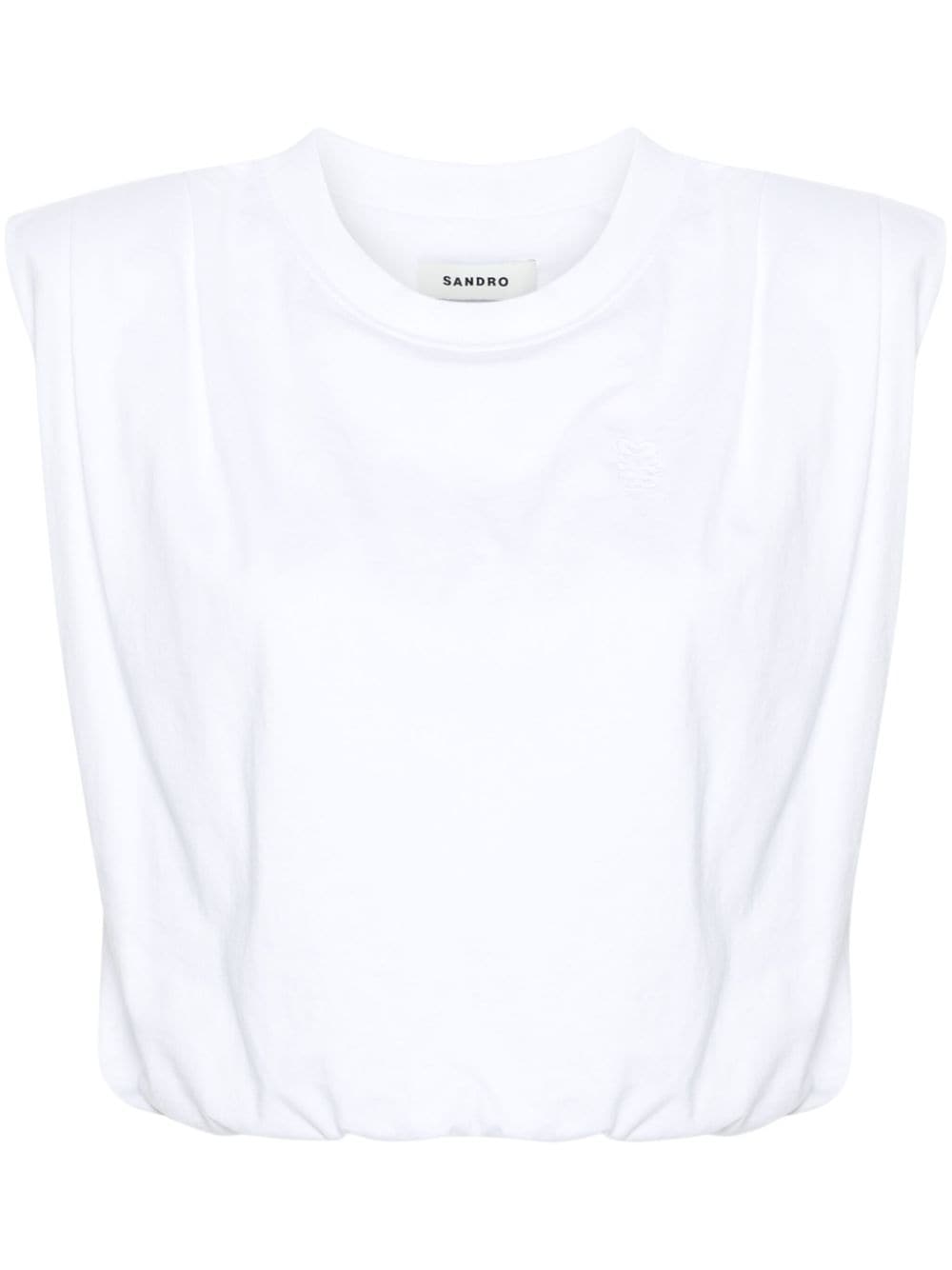 SANDRO logo-embroidered jersey crop top - White von SANDRO