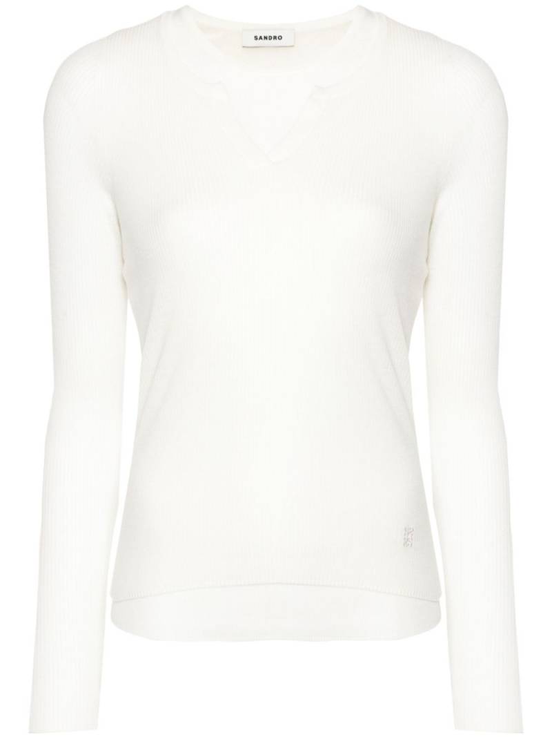 SANDRO logo-embroidered layered top - White von SANDRO