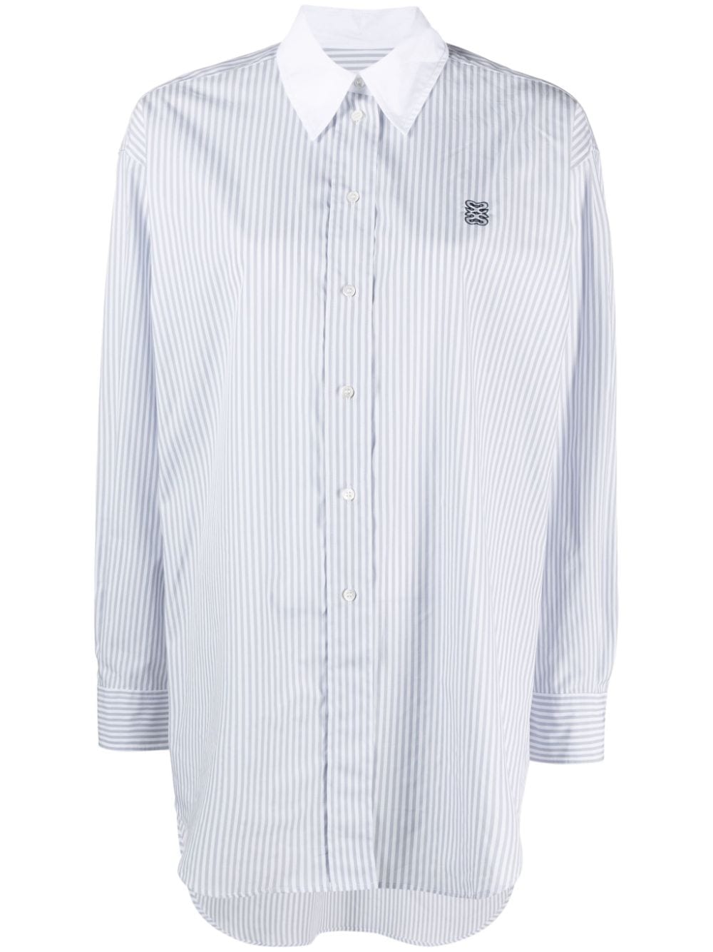 SANDRO logo-embroidered striped cotton shirt - White von SANDRO