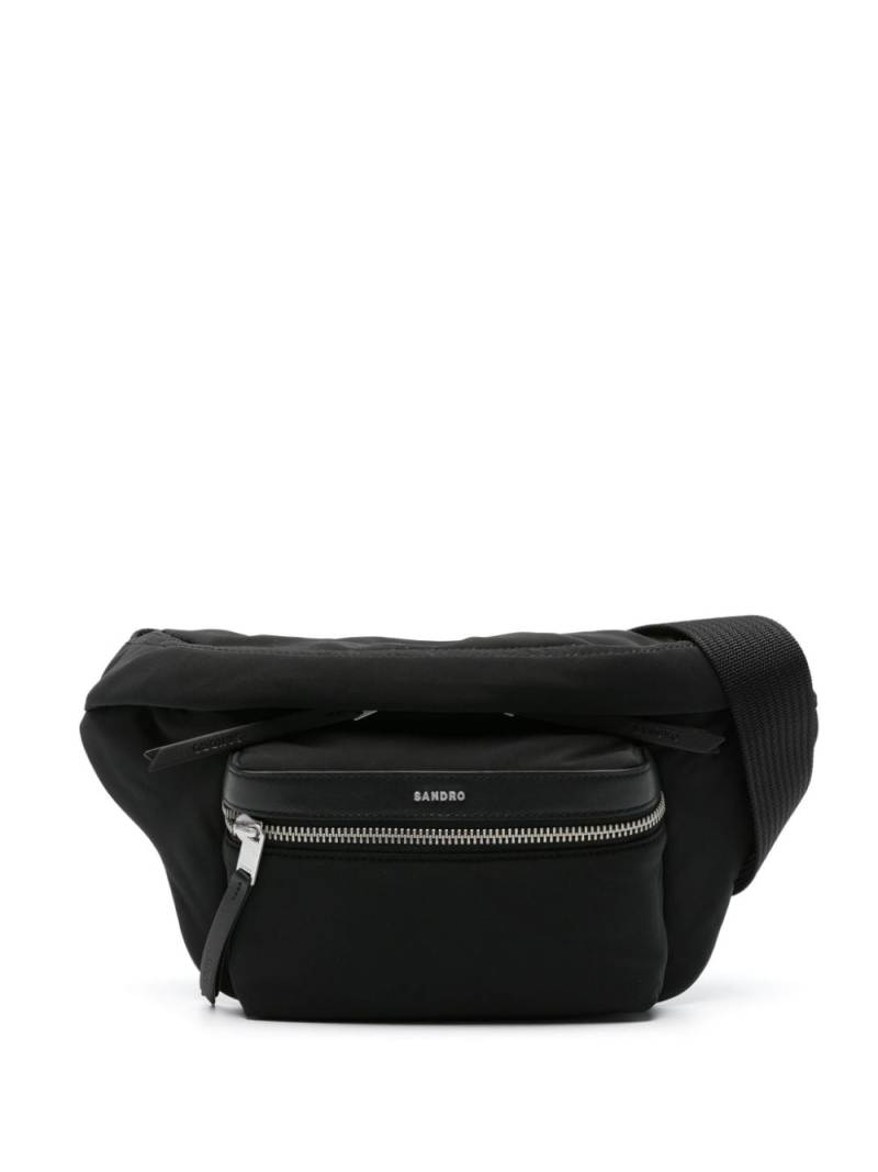 SANDRO logo-lettering leather-trim belt bag - Black von SANDRO