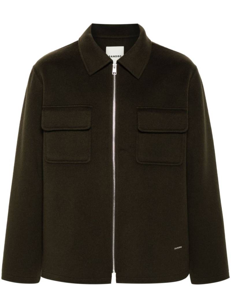 SANDRO logo-lettering zip-up jacket - Green von SANDRO