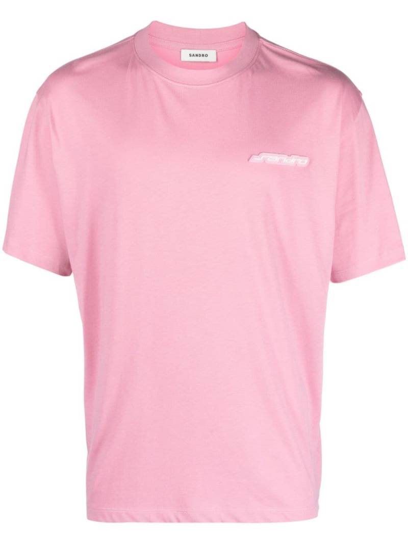 SANDRO logo-patch cotton T-shirt - Pink von SANDRO