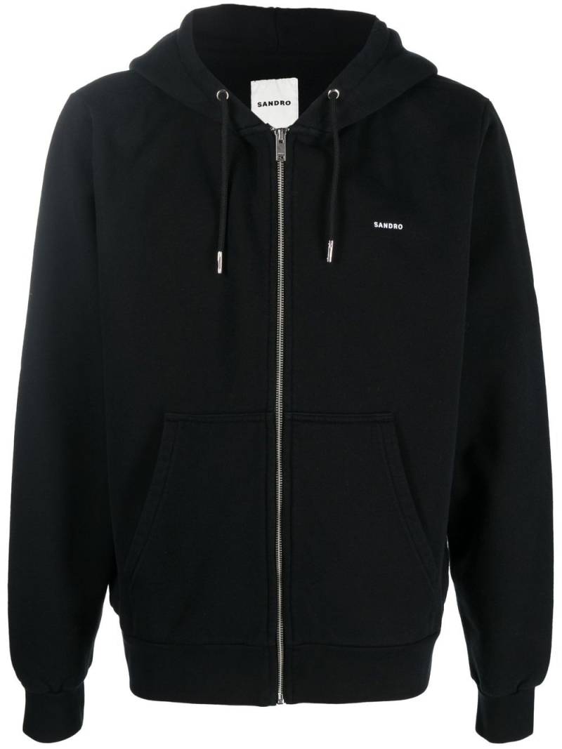 SANDRO logo-print zip-up hoodie - Black von SANDRO