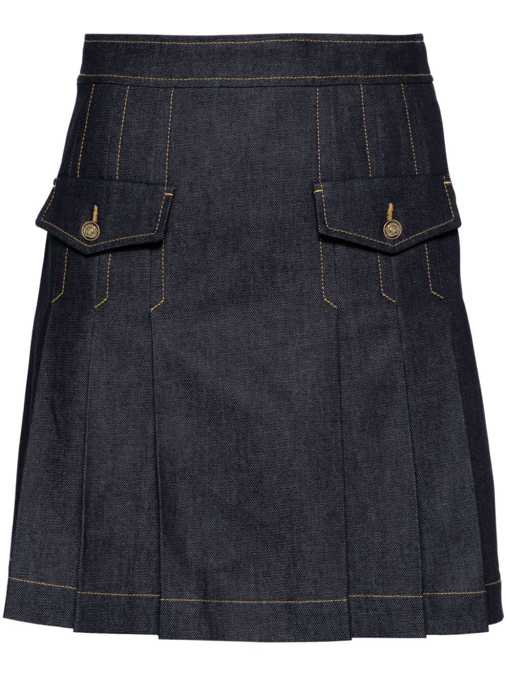 SANDRO mid-rise pleated denim miniskirt - Blue von SANDRO