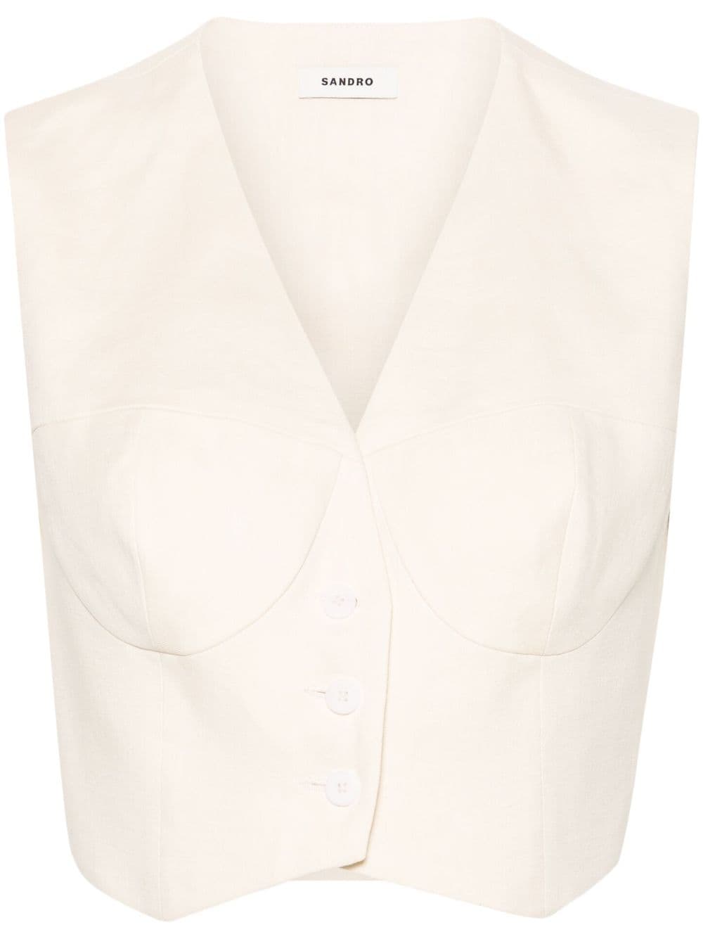 SANDRO moulded-cups cropped waistcoat - Neutrals von SANDRO