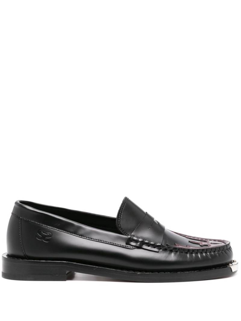 SANDRO panel-detail leather penny loafers - Black von SANDRO